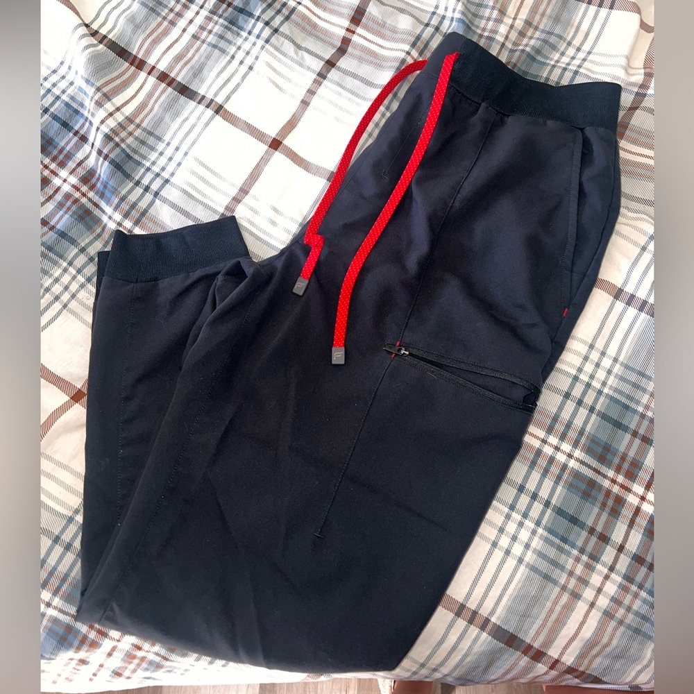 Fabletics Black Joggers with Red Drawstrings